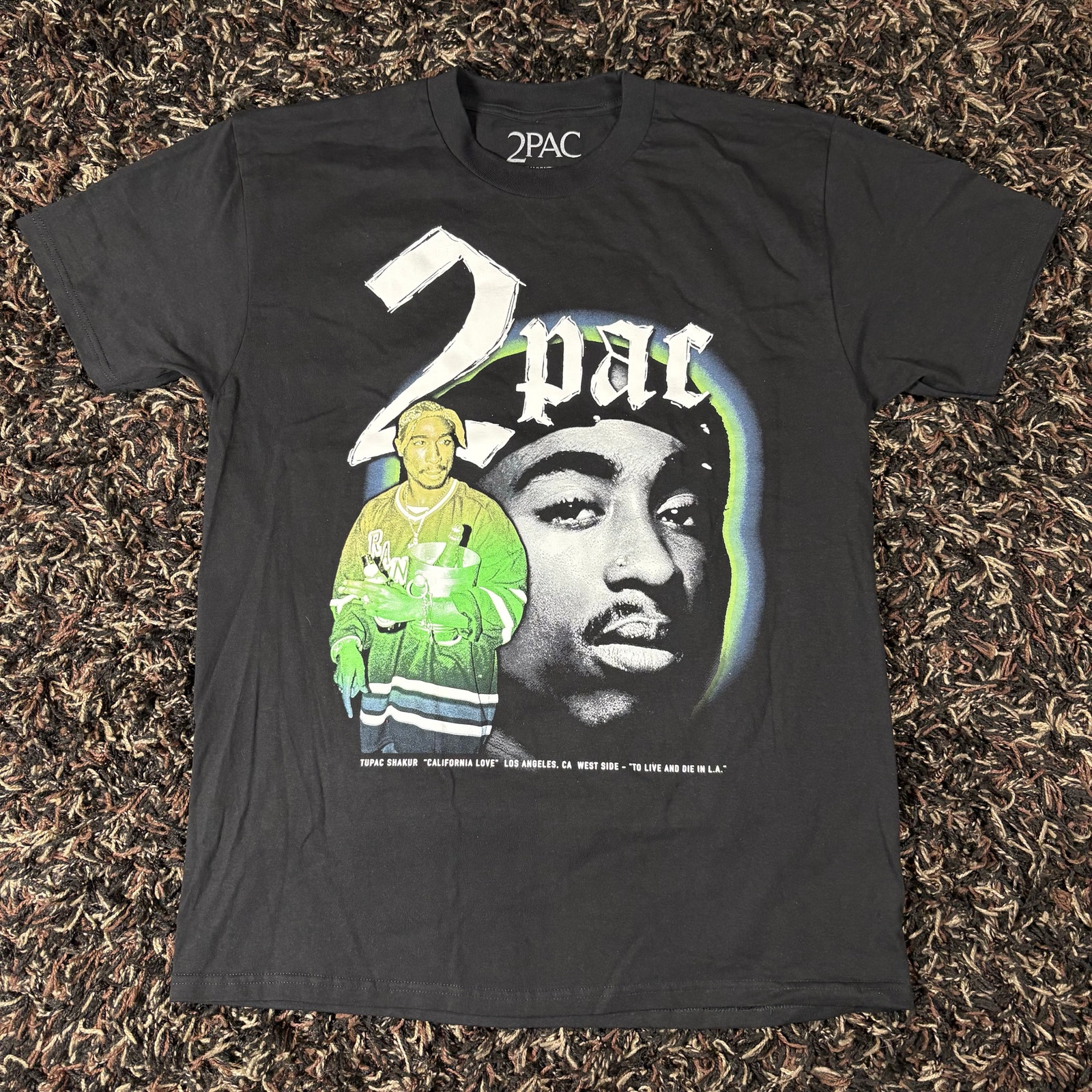 Tupac California Love Portrait Heavyweight Black T-Shirt Men’s Sz Large New